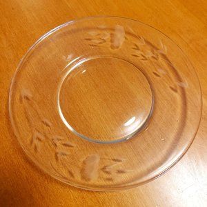 GLASS 6" CLEAR ETCHED SAUCER PLATE DISH